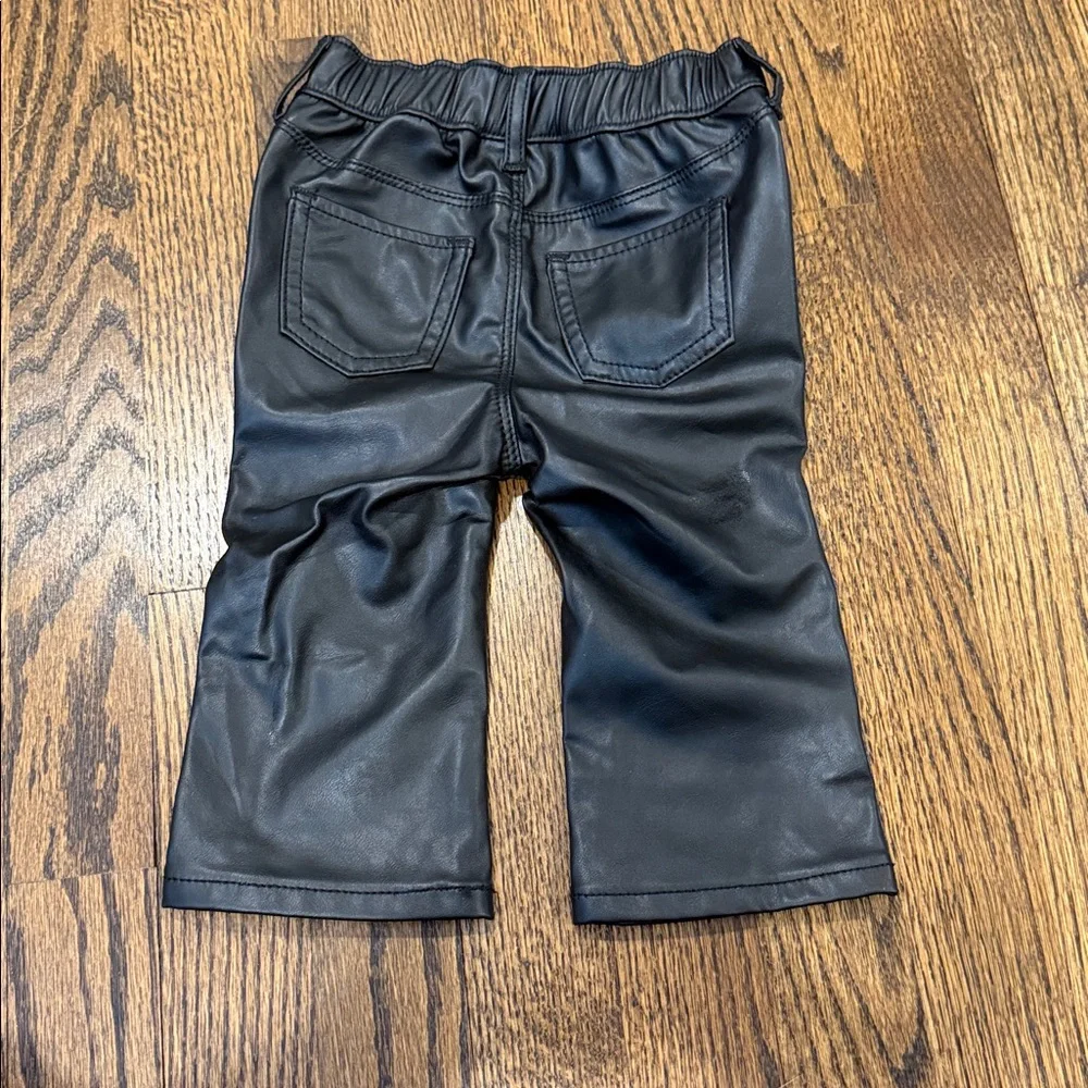 Gap Black Faux Leather 70’s Flare Pants 12-18 Months